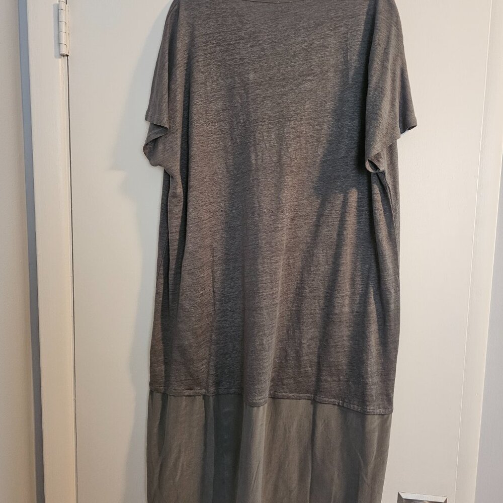 POETRY grey linen slub dress with silk trim NWT sz 12 - Picture 2 of 5